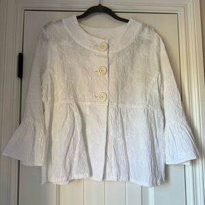Painted Pony White Embroidered Linen Blend Jacket
